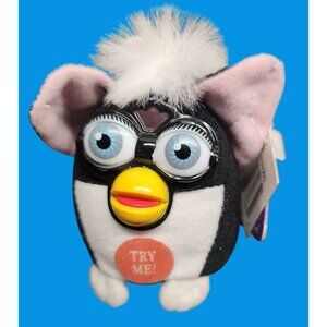 Tiger Electronics Mini Furby Plush Keychain With Clip - Tested - Works